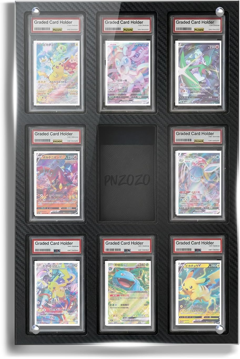 Graded Card Display with Acrylic Dust-Proof Cover |9-Slot Foam Frame for Psa Slabs|Psa Slab Display Also Supports Graded Guards & Slab Mags (Black, Psa - 1 Pack)