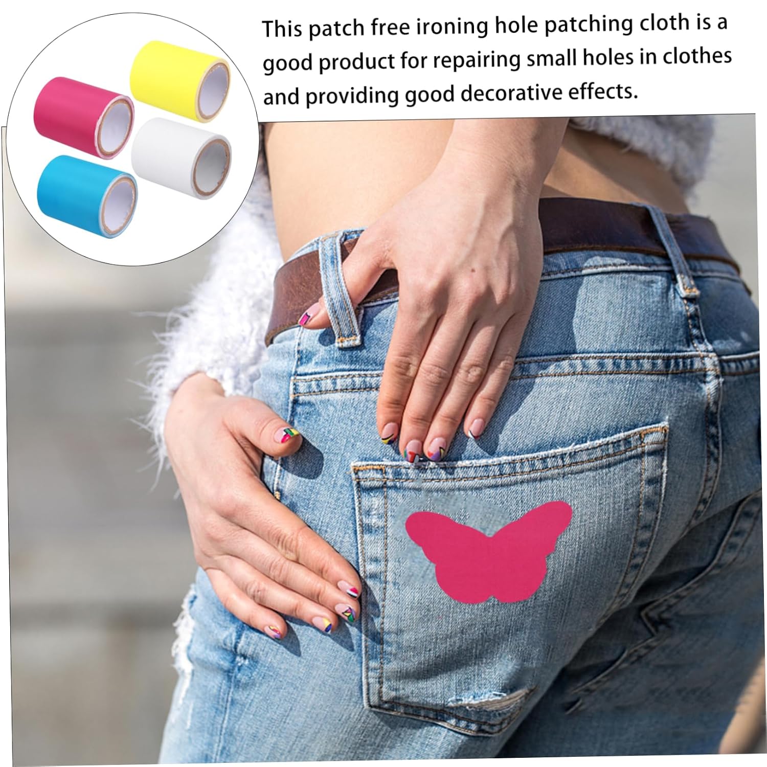 TEHAUX 8rolls Cute Jeans Patches Iron Clothing Repair Patches for Bag Hat Pant
