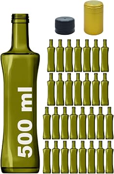 500 ml Yeşil Geolive Kilitli Kapaklı Ve Kapüşonlu 500 Cc Kavisli Cam Şişe 6 Adet