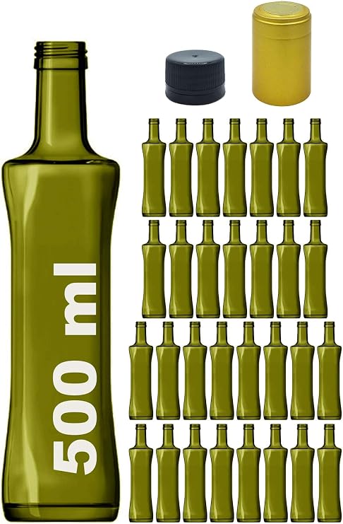 500 ml Yeşil Geolive Kilitli Kapaklı Ve Kapüşonlu 500 Cc Kavisli Cam Şişe 6 Adet