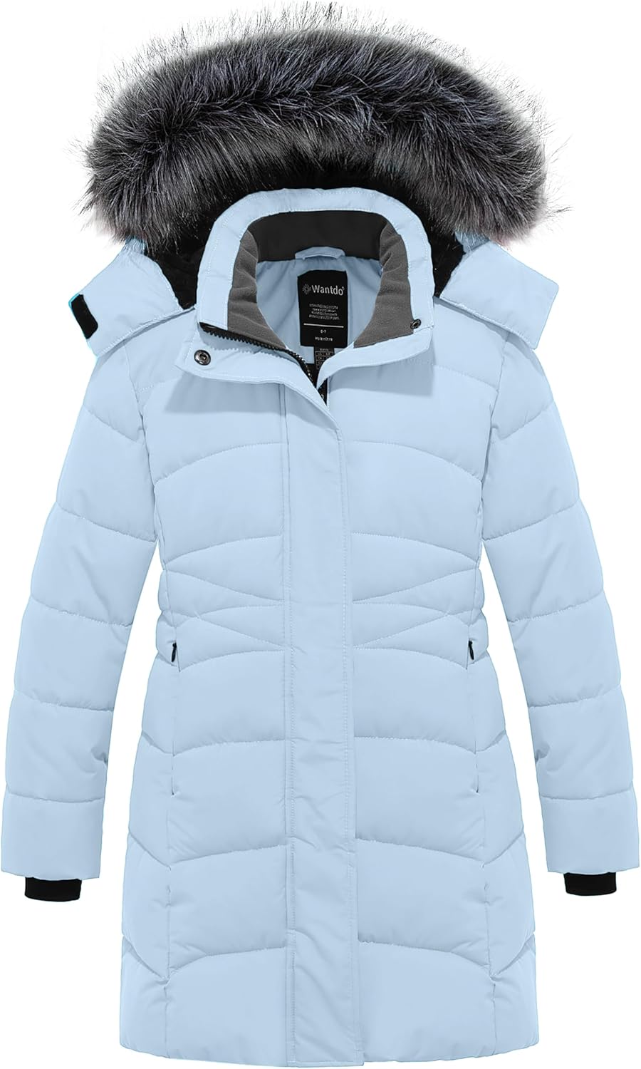 wantdo Girls' Winter Coats Long Puffer Jacket Fleece Jacket with Hood