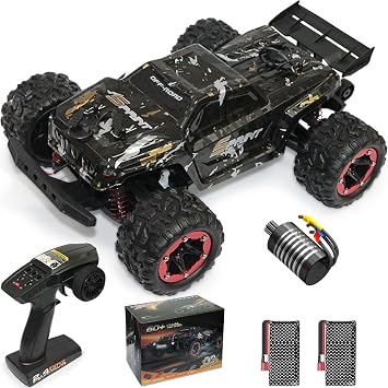 118 RC Truck 60KM/H High Speed Brushless RC Car RTR 4WD Monster Truck, All Terrain Off-Road Waterproof 2.4GHZ Hobby Grade RC Car for Beginners and Adults 1809PRO-Yellow