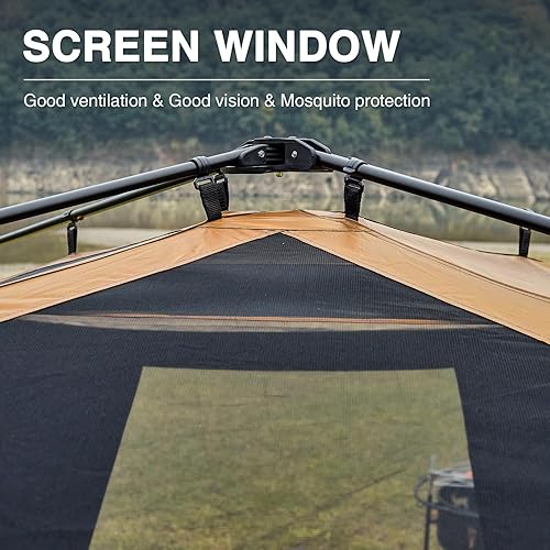 Miniatura 5 de EVER ADVANCED Tienda de campaña opaca para 6 personas, tienda de campaña instantánea para familia con lluvia, fácil instalación de los años 60,