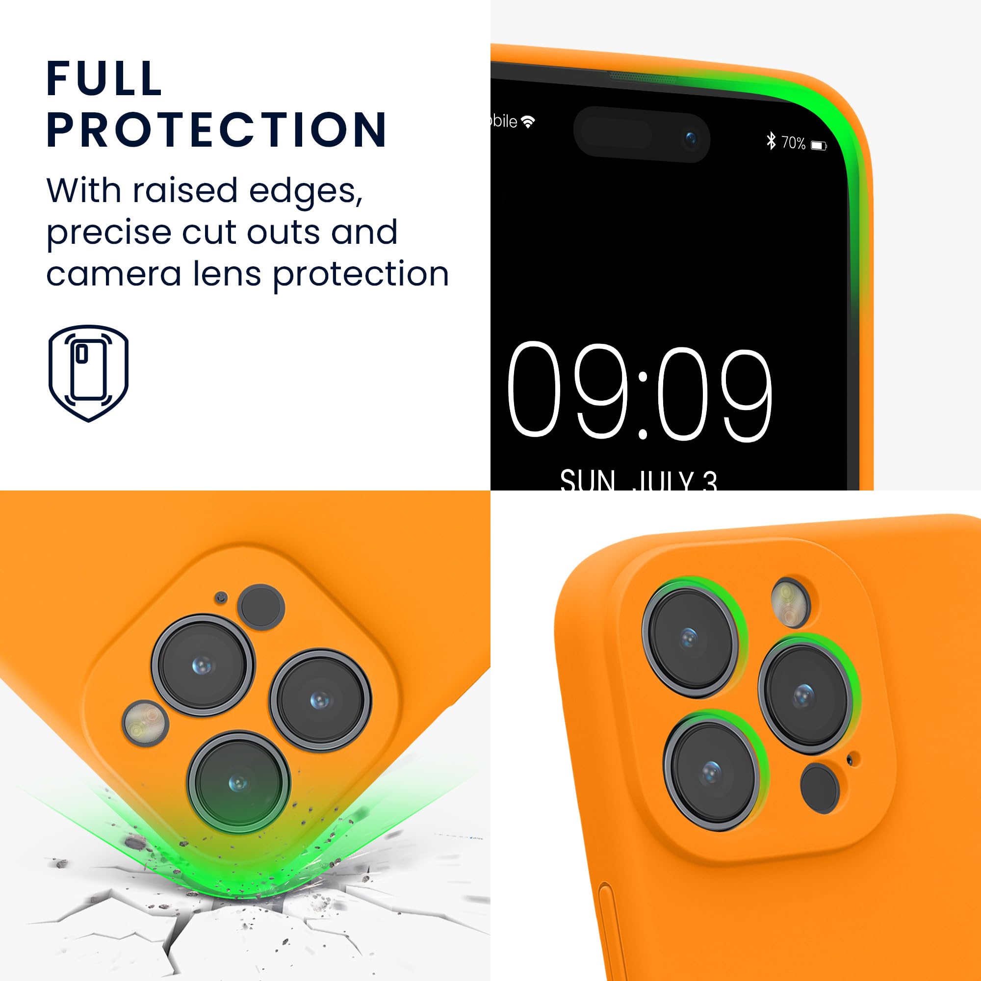 kwmobile Case Compatible with Apple iPhone 15 Pro Max Case - Slim TPU Silicone Phone Cover - Soft Touch Finish - Fruity Orange - Image 3