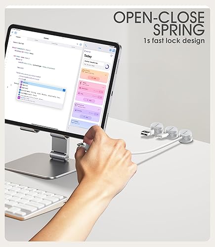Miniatura 7 de Paquete de 9 clips organizadores de cables de resorte cable de bloqueo giratorio, 2025 último soporte de cable de carga de teléfono Nearockle para