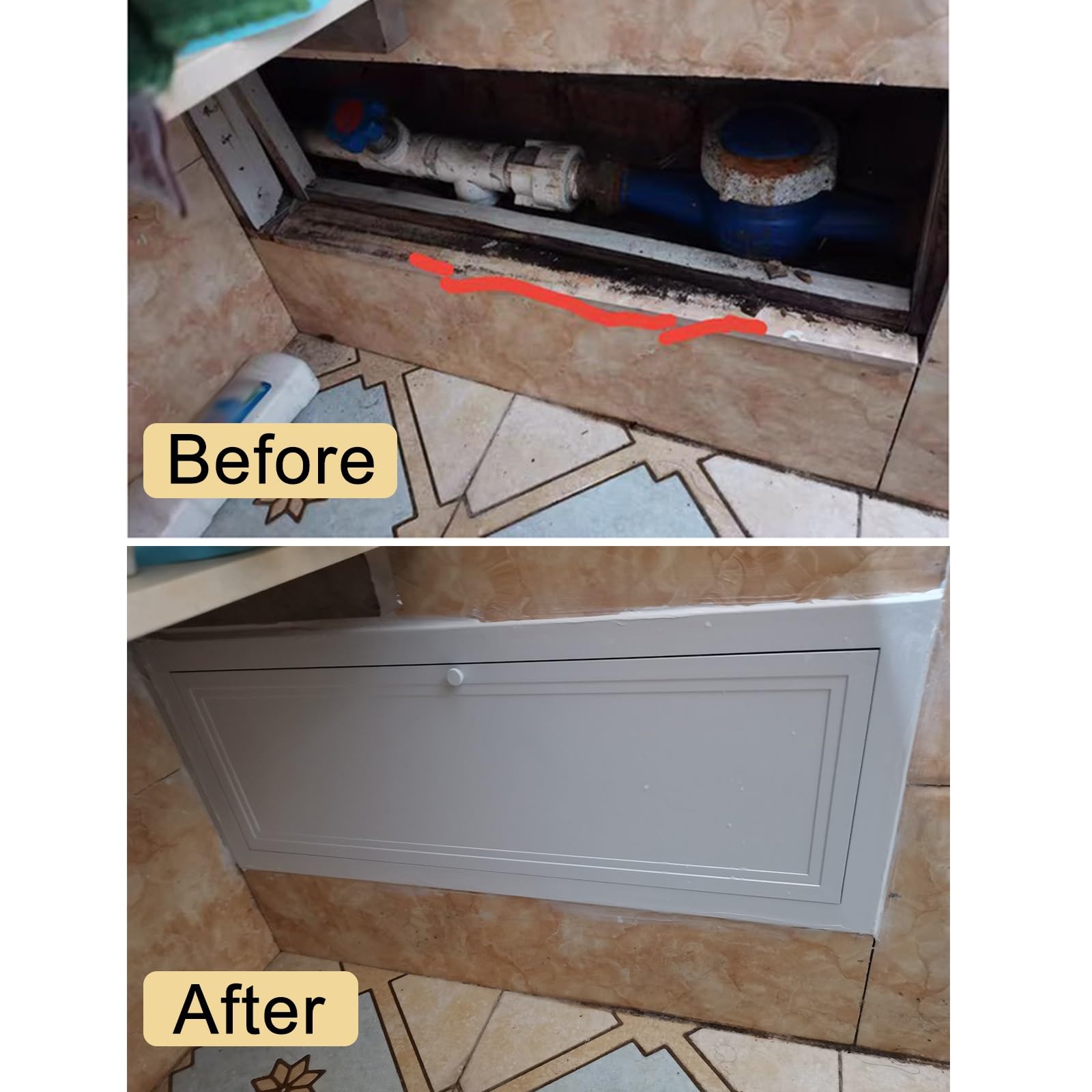 Trampilla Pladur Puerta De Panel De Inspección De Baño Blanca con Cerradura, Tapa De Orificio De Acceso para Cables Tubería Pequeña Aluminio para Paneles Yeso(WxH 30x60cm/11.8xx23.6in)