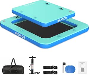 2-in-1 Inflatable Floating Dock with Mesh Swim Area and Portable Pool Platform