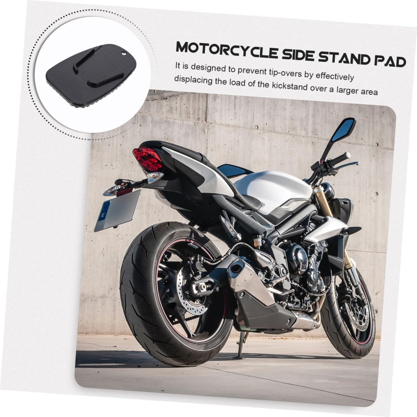 ULTECHNOVO 8pcs Motorcycle Side Stand Pads Kickstand Cushions for Dirt and Motorbikes Lightweight and Portable Black Support Plates for Easy Installation and Use