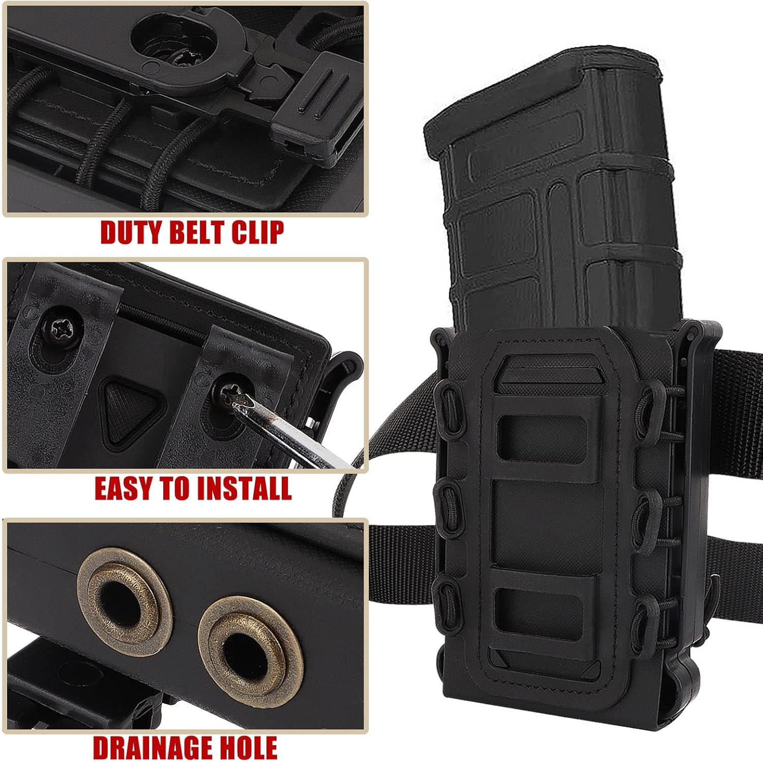 Fast Mag Pouch, 5.56/7.62mm Molle Magazine Pouches Carrier for Rifle, Pistol, Ak, M4, Ar15 and Outdoor Tactical Game, 3 Pack