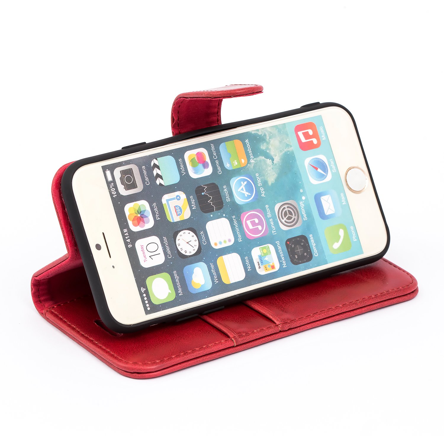 Mulbess Cover A Libro In Pelle Per IPhone 6/6S - Con Slot Carte, Funzione Stand E Chiusura Magnetica, Colore Caffè Marrone - 3
