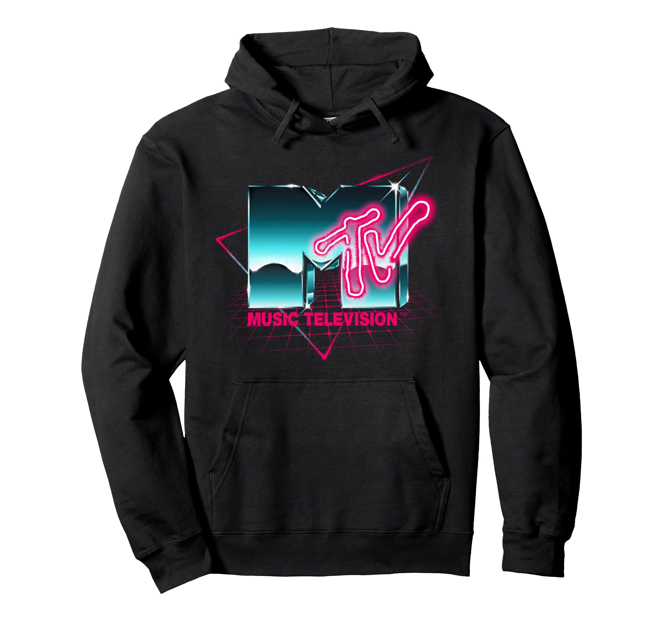 Retro MTV Logo 80's Chrome Effect Neon Colors Vintage MTV Pullover Hoodie