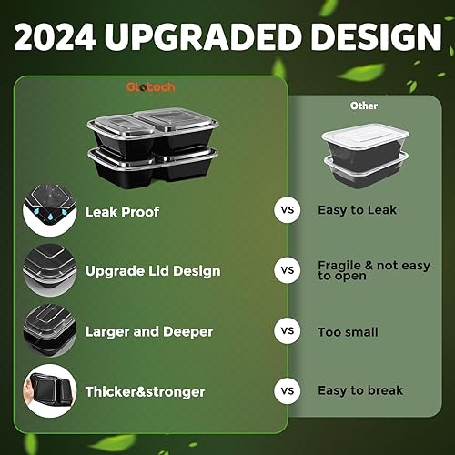 Miniatura 2 de Glotoch - Paquete de 50 recipientes de preparación de comidas de 32 onzas aptas para microondas, recipientes extra grandes y gruesos para