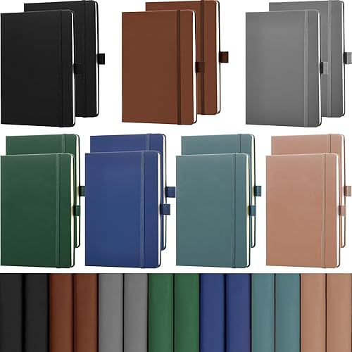 Laumoi Paquete de 14 cuadernos rayados de 5.5 x 8.2 pulgadas, cuaderno de tapa dura A5, bloc de notas con rayas universitarias con soporte para