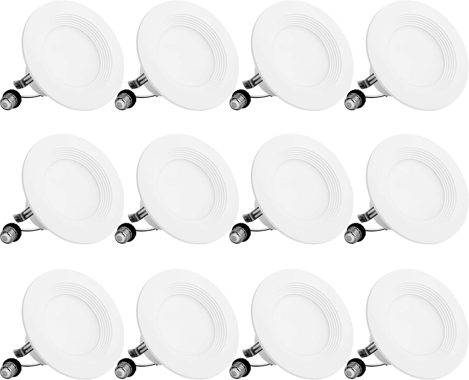 BBOUNDER Lighting 12 Pack 4 Inch LED Recessed Downlight, Baffle Trim, Dimmable, 9W=70W, 4000K Cool White, 650 LM, Damp Rated, Simple Retrofit Installation - UL No Flicker