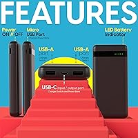 Vista 4 de TALK WORKS Power Bank Compatible with Nintendo Switch - Portable Charger Power Battery Pack with USB Ports LED Battery Indicator - Easy-to-Carry