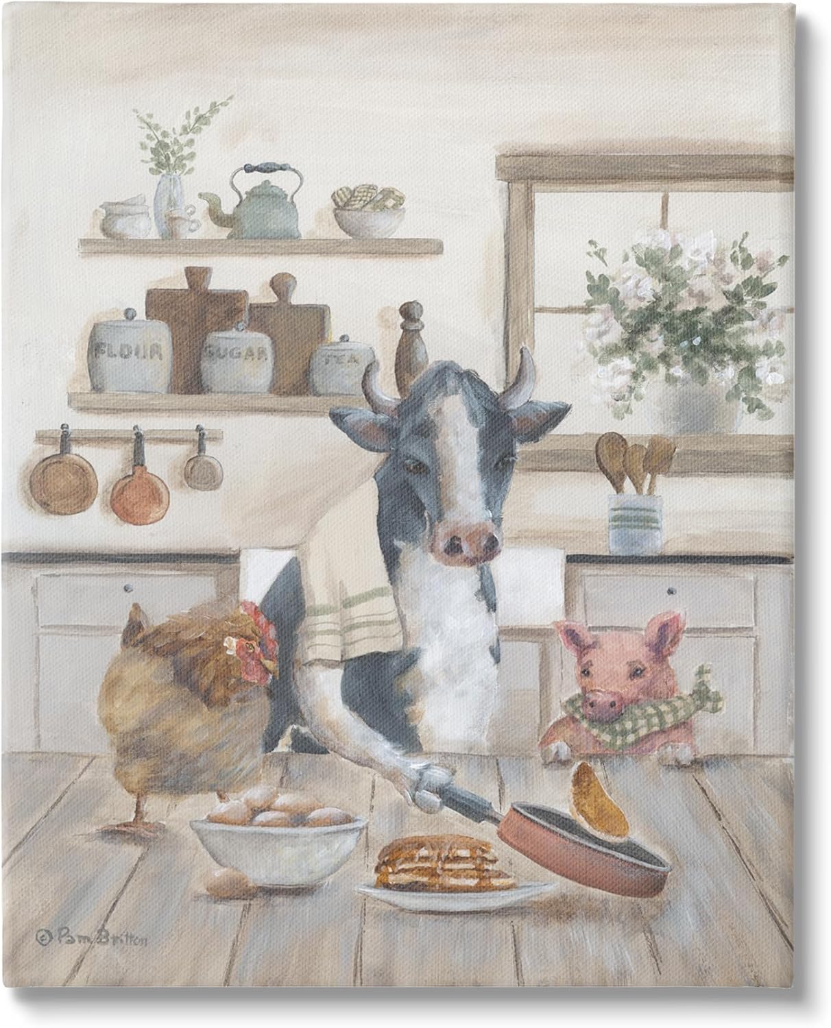 Stupell Industries Farm Animals in Kitchen Canvas Wall Art Design by Pam Britton