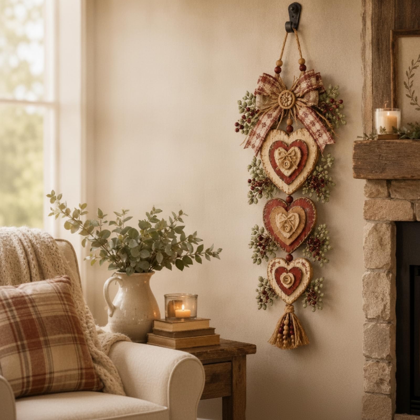 Ornamento Murale con Perline Naturale, Color to 3