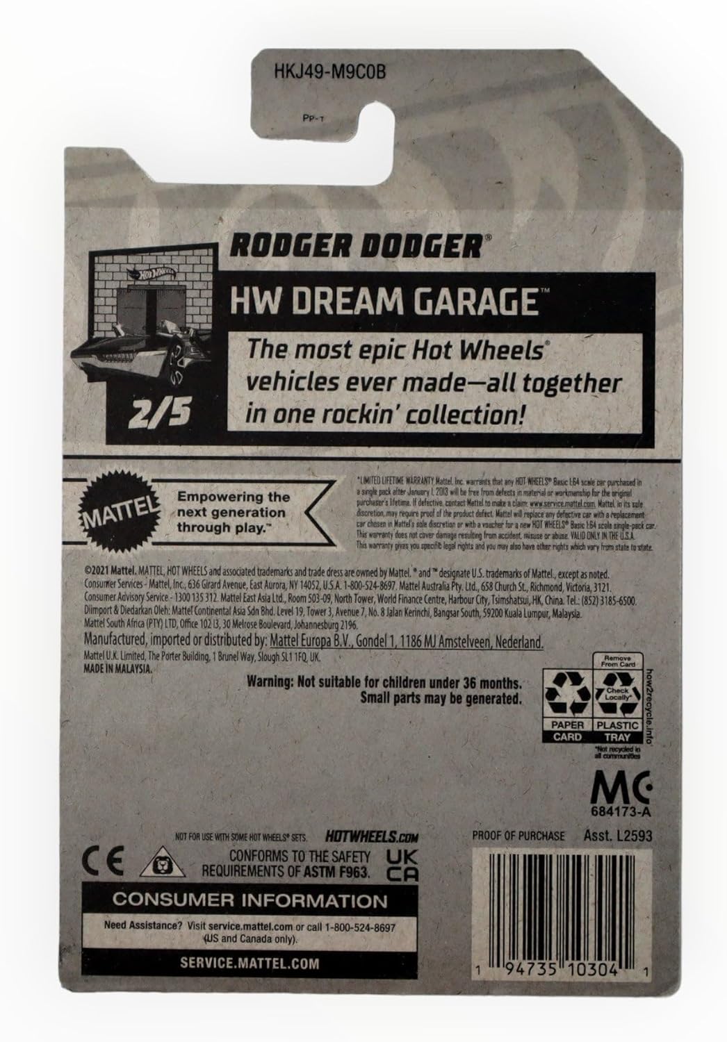 Hot Wheels - Rodger Dodger - HW Dream Garage 2/5-2023 - Unleashed Design Battle - Mint/NrMint Ships Bubble Wrapped in a Box