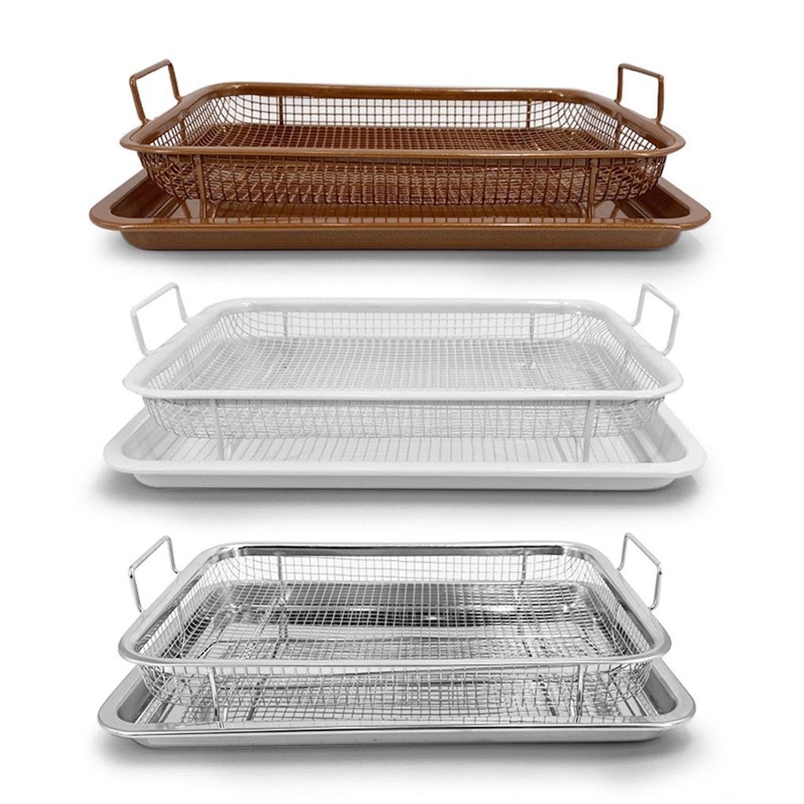 MERISHOPP™ 2 Pieces Roasting Pan and Rack Set Pastry Plates for Vegetable Meat Grilling Silver 1