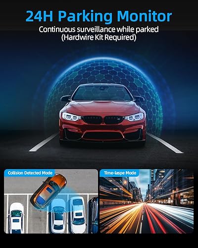 Miniatura 4 de Cámara de tablero frontal y trasera con WiFi, 4K1080P, cámara pequeña de tablero de 1.47 pulgadas para automóviles, cámara DVR UHD 2160p para