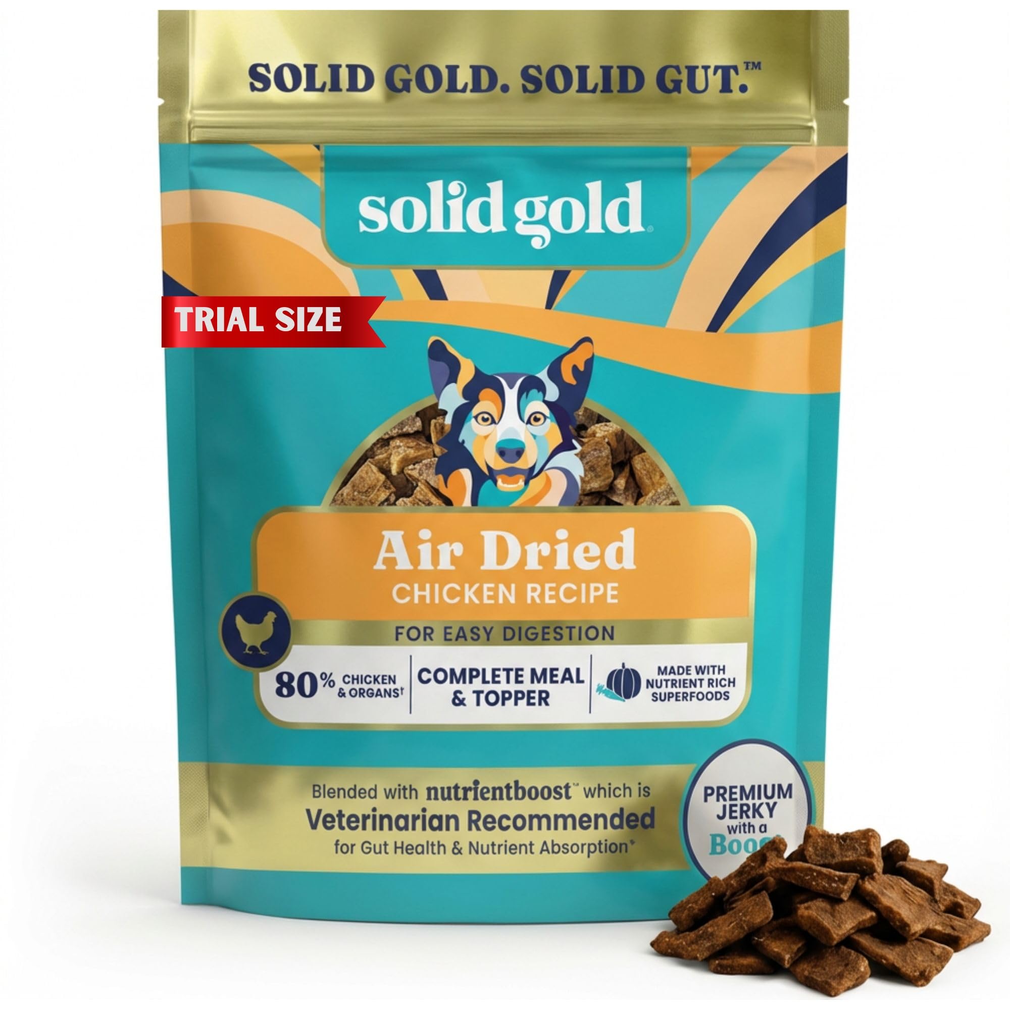 Solid Gold Air Dried Dog Food Topper &amp; Treats for Picky Eaters, Chicken 4oz