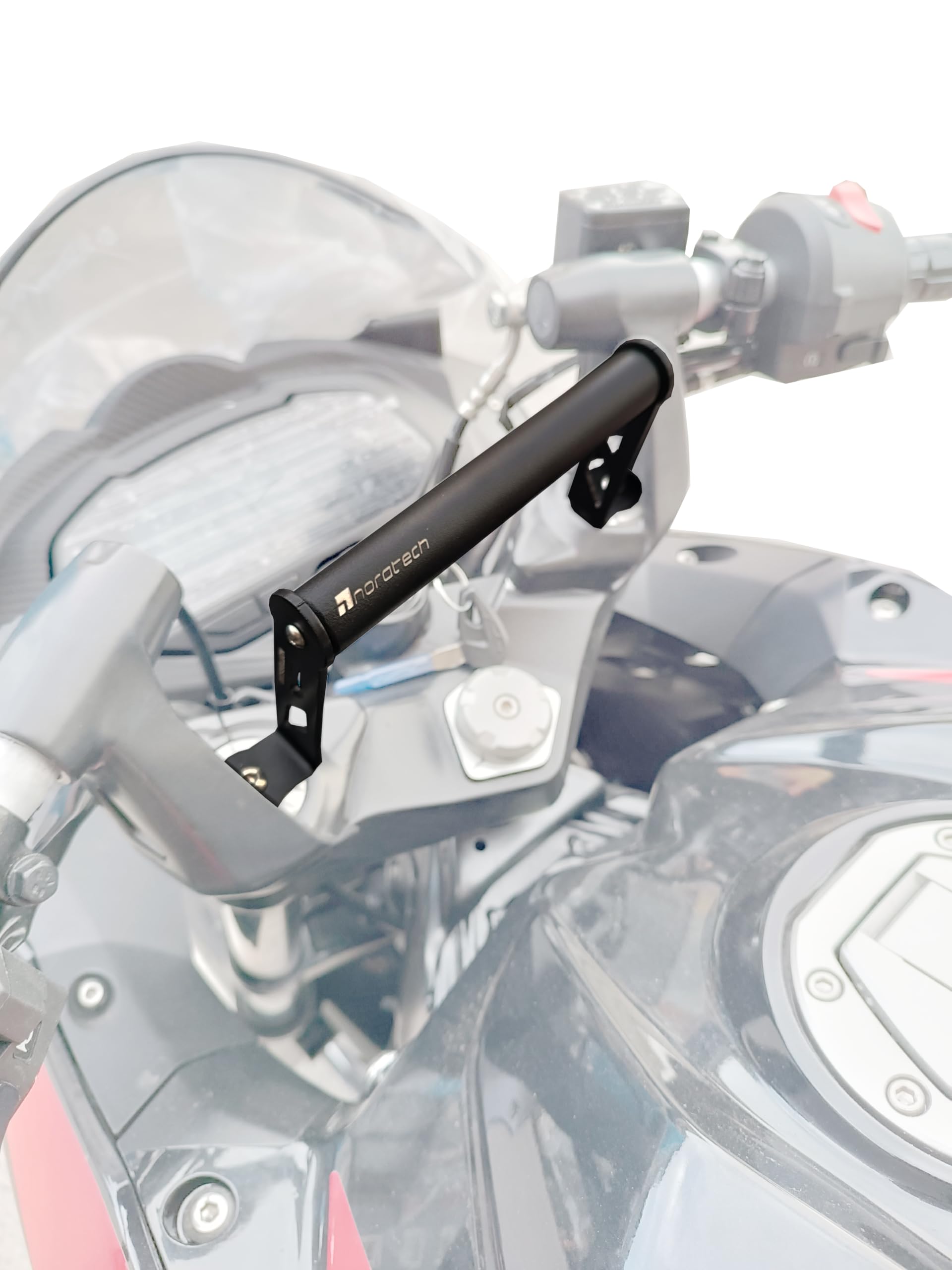 Noratech Moto Telefon Tutucu Standı ve GPS Navigasyon Braketi, BAJAJ RS 200 için Uyumlu, Siyah Metal, Vida Montajı, Evrensel Telefon Uyumluluğu