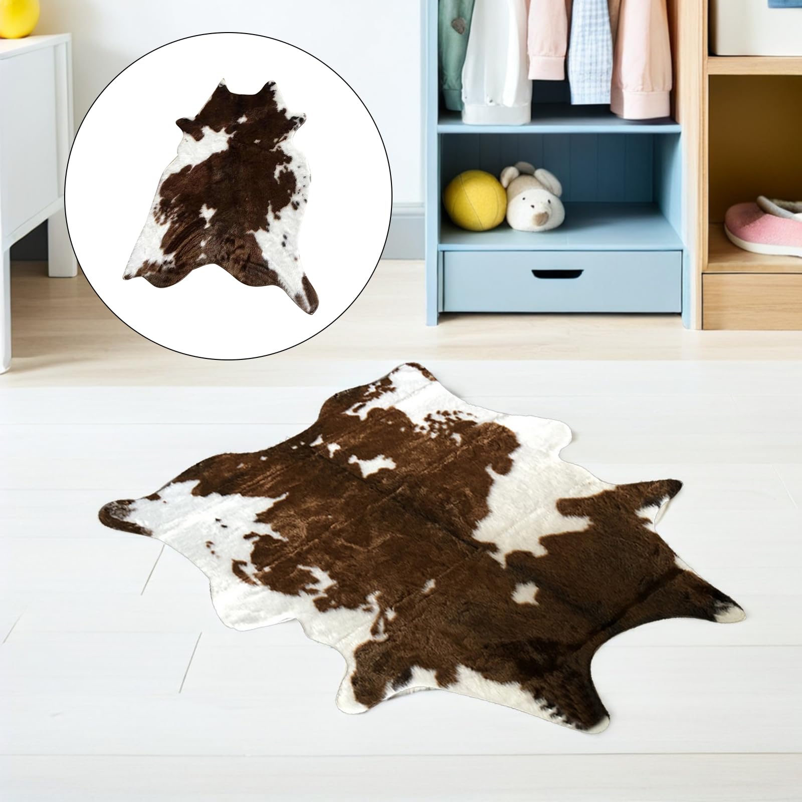 Tappeto Morbida e Riutilizzabile Effetto Mucca in Pelliccia Sintetica Decorazione Pavimento per Soggiorno e Camera da per Domestico