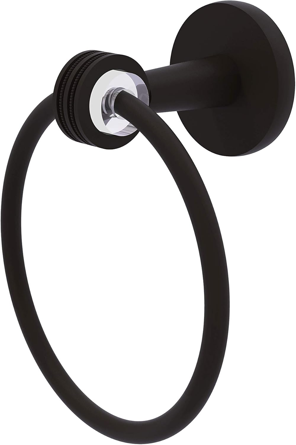 Allied Brass CV-16D Clearview Collection Dotted Accents Towel Ring, Oil Rubbed Bronze