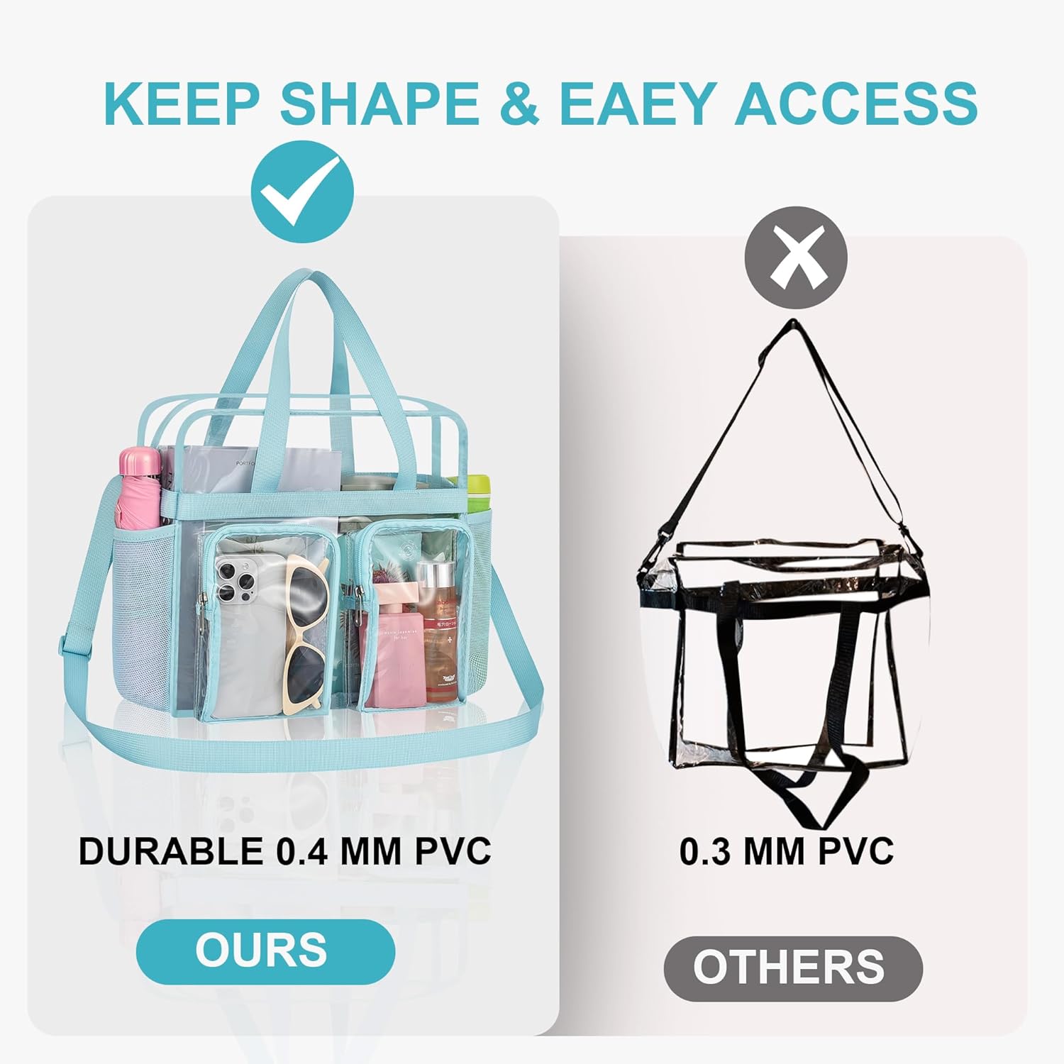 Oraben Clear Tote Bag Clear Bag Stadium Approved 12x6x12 Stadium Bag for Work, Sports Games,Gym - Image 6