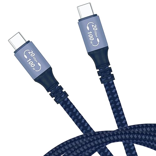 Cable USB 3.2 Gen 2 x 2 de 20 Gbps 100 W 10 pies9.8 ft PD cable trenzado de nailon de carga rápida con velocidad de transferencia de datos de 20