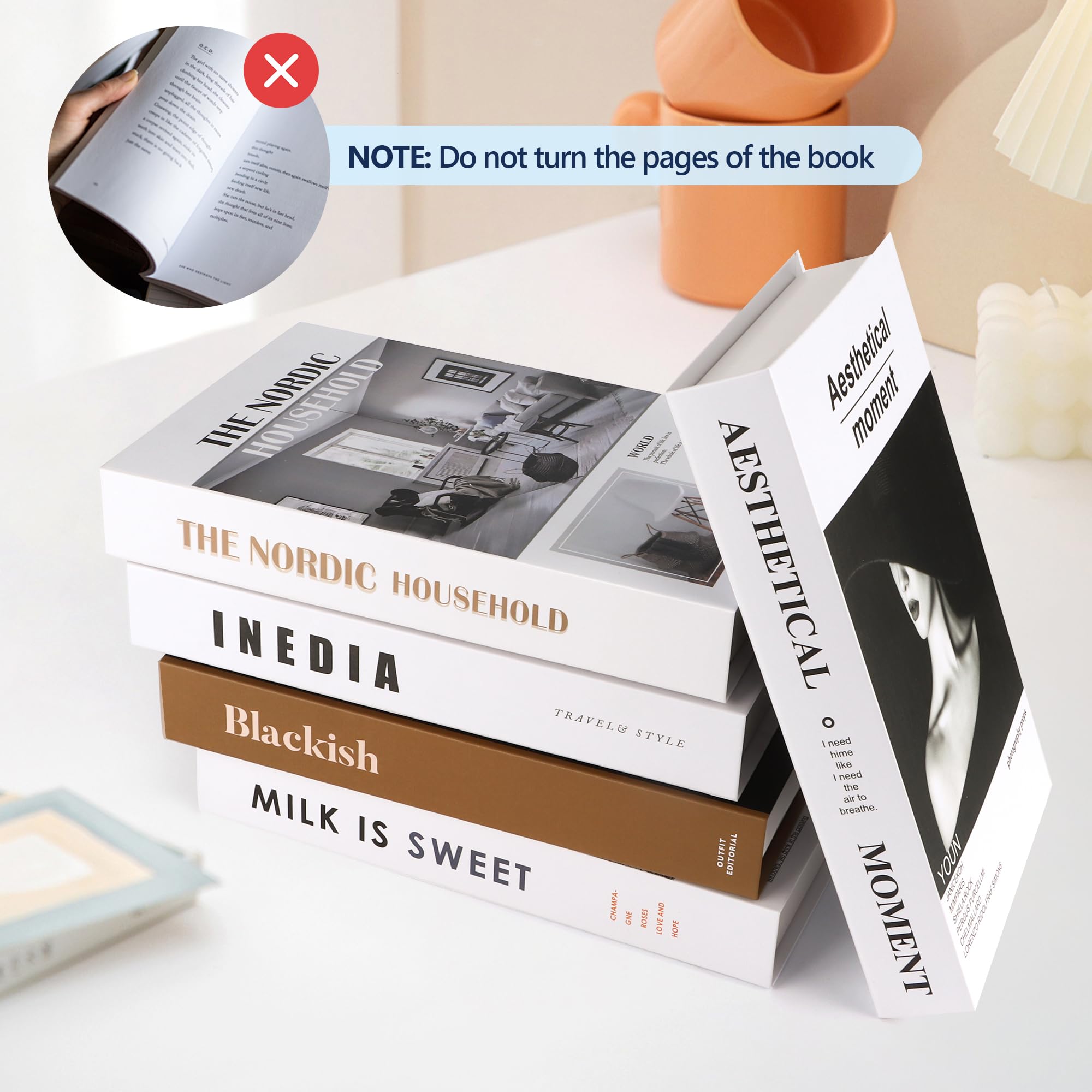 5 Pezzi Libri Decorativi per l'Arredamento Della, Libro Decorativo Di Moda, Libro Finti Decorativi Design per Barre ufficio per Home Office di Arredamento
