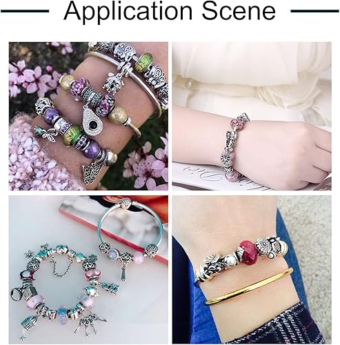 Vista 24 de Cheriswelry 100 cuentas europeas de agujero grande con diamantes de imitación de barril hechas a mano, arcilla polimérica, cuentas espaciadoras