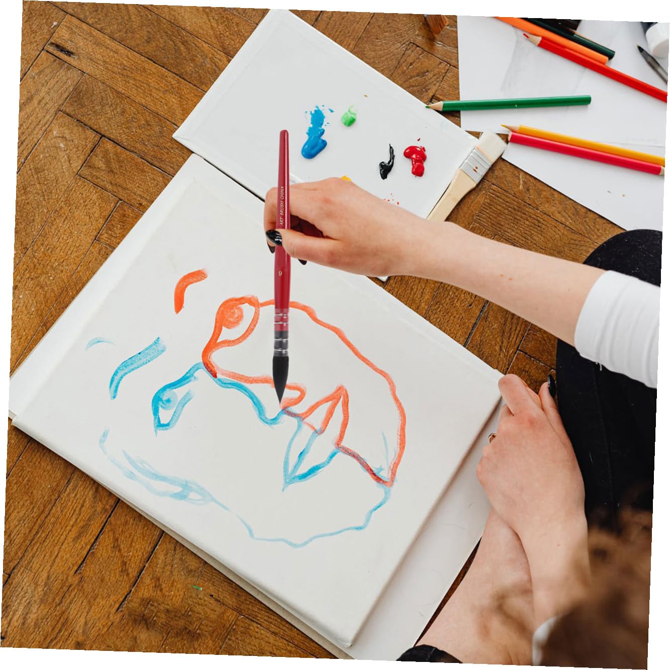 Lurrose 2ensembles Pinceaux Nylon avec Poignée pour Peinture Artistique pour Peinture Et Dessin pour Détails Et Surfaces