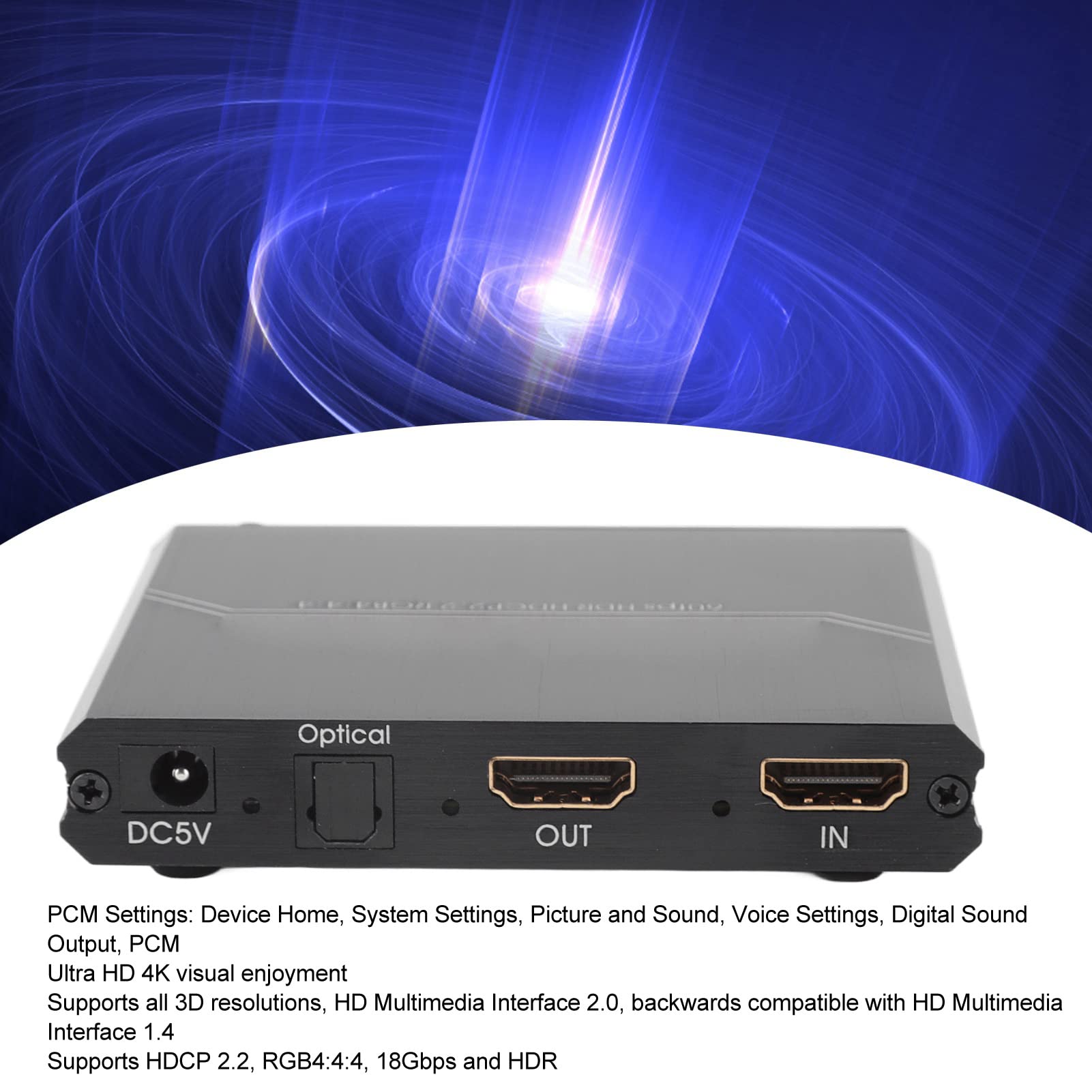 Annadue Divisor de Extractor de Audio HDMI 4K 60 Hz, Interfaz Multimedia HD Soporte de Extractor HDMI HDCP 2.2, RGB 4:4:4, 18 Gbps HDR, Convertidor de Audio HDMI Estéreo para Reproductor