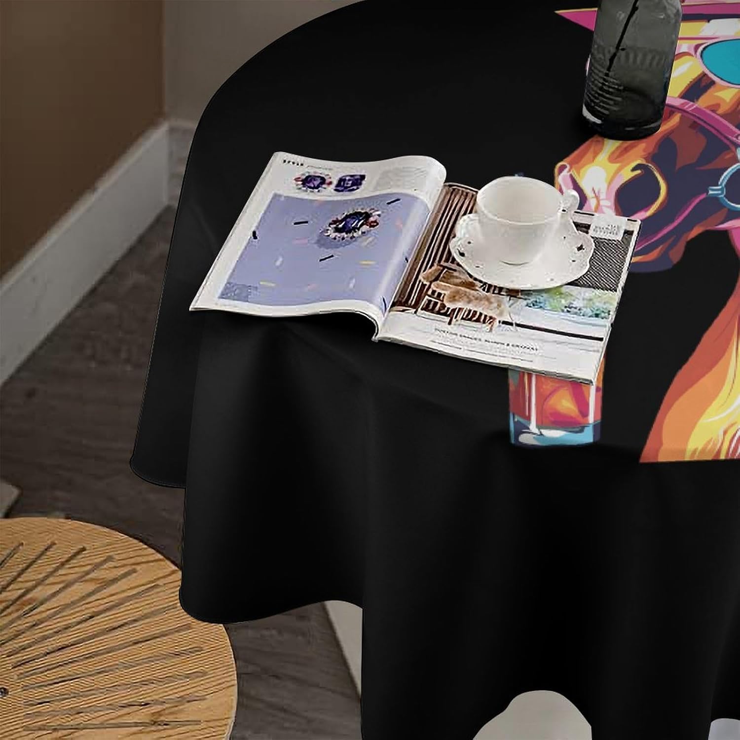 Funny Horse Beach Party Table Cloth Round Cover Tablecloth Washable Tabletop Decor 60 Inch