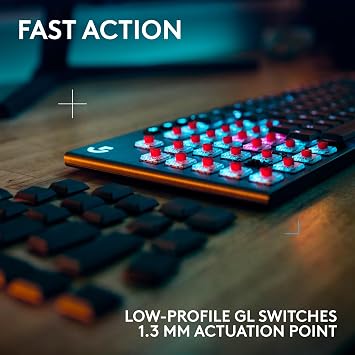 Logitech G915 X Lightspeed Low-Profile Wireless Gaming Keyboard, Double-Shot PBT Keycaps, Fully Programmable Keys, RGB Backlighting, Sleek Aluminum Finishing, GL Red Linear Switches - PC/Mac - Black