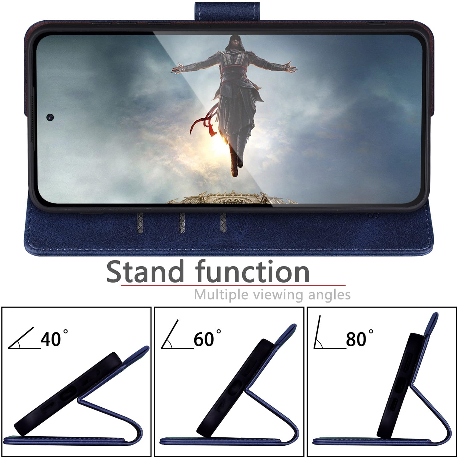 SUANPOT Funda para Xiaomi Mi 14T Pro con Tapa【Bloqueo RFID】de Cuero PU Cierre Magnético，Soporte Plegable，Ranura para Tarjeta Cover para Mi 14T Pro Phone Case Azul