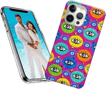 for iPhone 13 Pro Max Case for Girl Women, Glitter Pearly Luster Shell Sparkle Bling Soft TPU Slim Phone Cover for iPhone 13 Pro Max,Cool Blue Yellow Magic Fashion Mystical Turkey Evil Eye