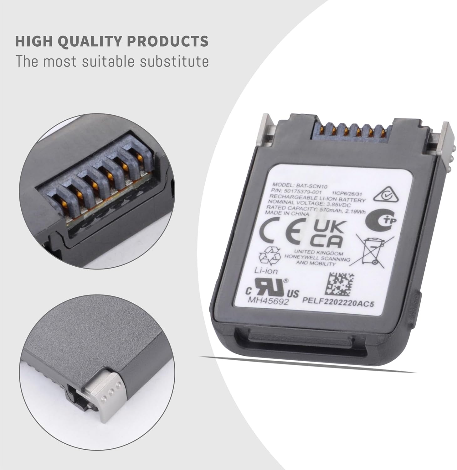 BAT-SCN10 New Replacement Battery for 8675i Wearable Scanner Model Part Number BAT-SCN10 50175379-001 3.85V 570mAh/2.19Wh image 4 of 7 B0F4N5BQW4