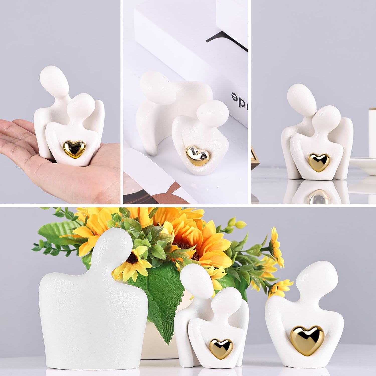 Hugging Couple Statue - Romantic Home Decor, Perfect Wedding Anniversary and Valentines Day Gift, Figurine for Home, Office, Coffee Table and Desktop (White, Romantic Couple)