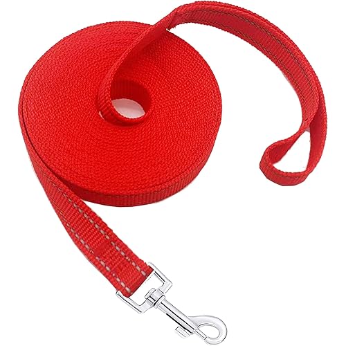 Nylon Training Dog Leash for Small Medium Dogs, 15ft 20ft 30ft 50ft 100ft Reflective Long Leash Dog/Puppy Lead for Obedience Recall Training, Camping