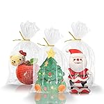 WIKDAY Cellophane Bags 50 PCS 6x10 Inches Clear Gift Gags with Ties Plastic Treat Party Favor Candy Bags for Gift Giving, Packaging Snack, Products