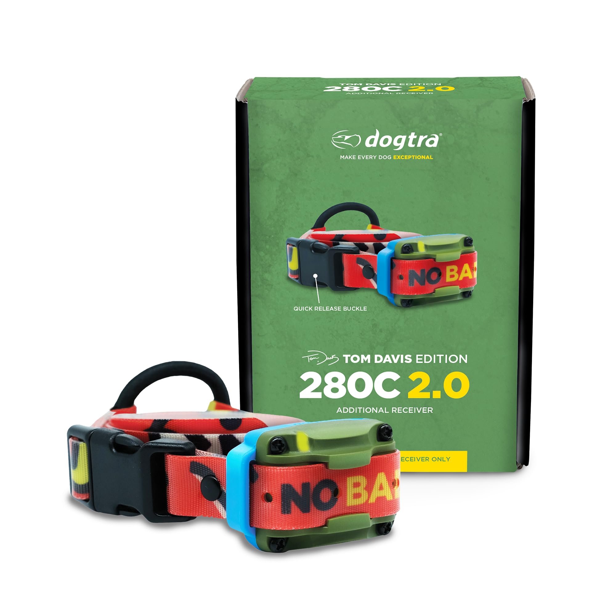 Dogtra Tom Davis 280C 2.0 Receiver Only, Add-a-Dog Collar for Existing Remote (Not Included), Boost &amp; Lock, Waterproof, Rechargeable, 127 Levels, Vibration, 1/2-Mile Range, No Bad Dogs Trainer