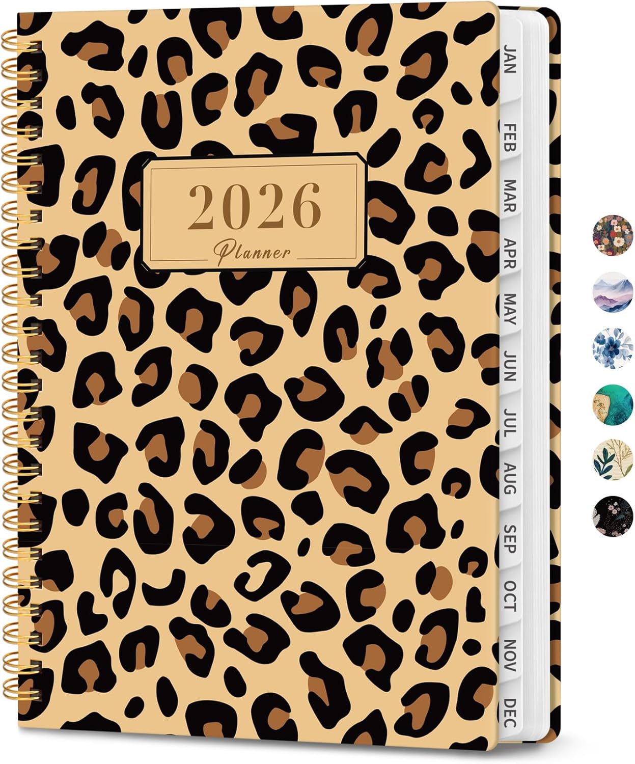 2026 Planner, Weekly and Monthly Planner for Women, January 2026 - December 2026, Hardcover 2026 Calendar Planner Book with Tabs, Inner Pocket, Spiral Bound, Perfect for Office Home School Supplies - A4 (8.5" x 11"), Leopard