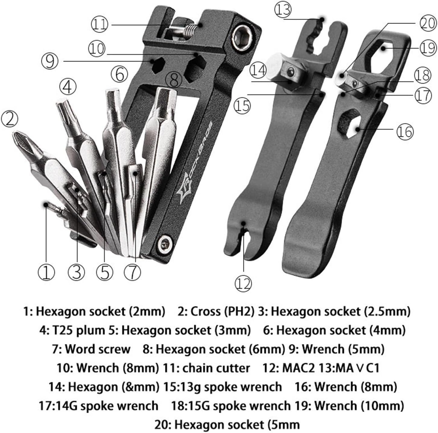 Mountain Bicycle Tools Sets Bike Repair Kit Hex Spoke Wrench Cycle Screwdriver Tool 16 In 1(GJ8060)