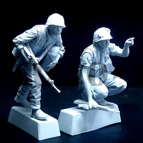 Miniatura 2 de Goodmoel 1/35 Kit de soldado modelo de resina de combate de infantería estadounidense de guerra de Vietnam (2 personas)/Kit en miniatura sin montar