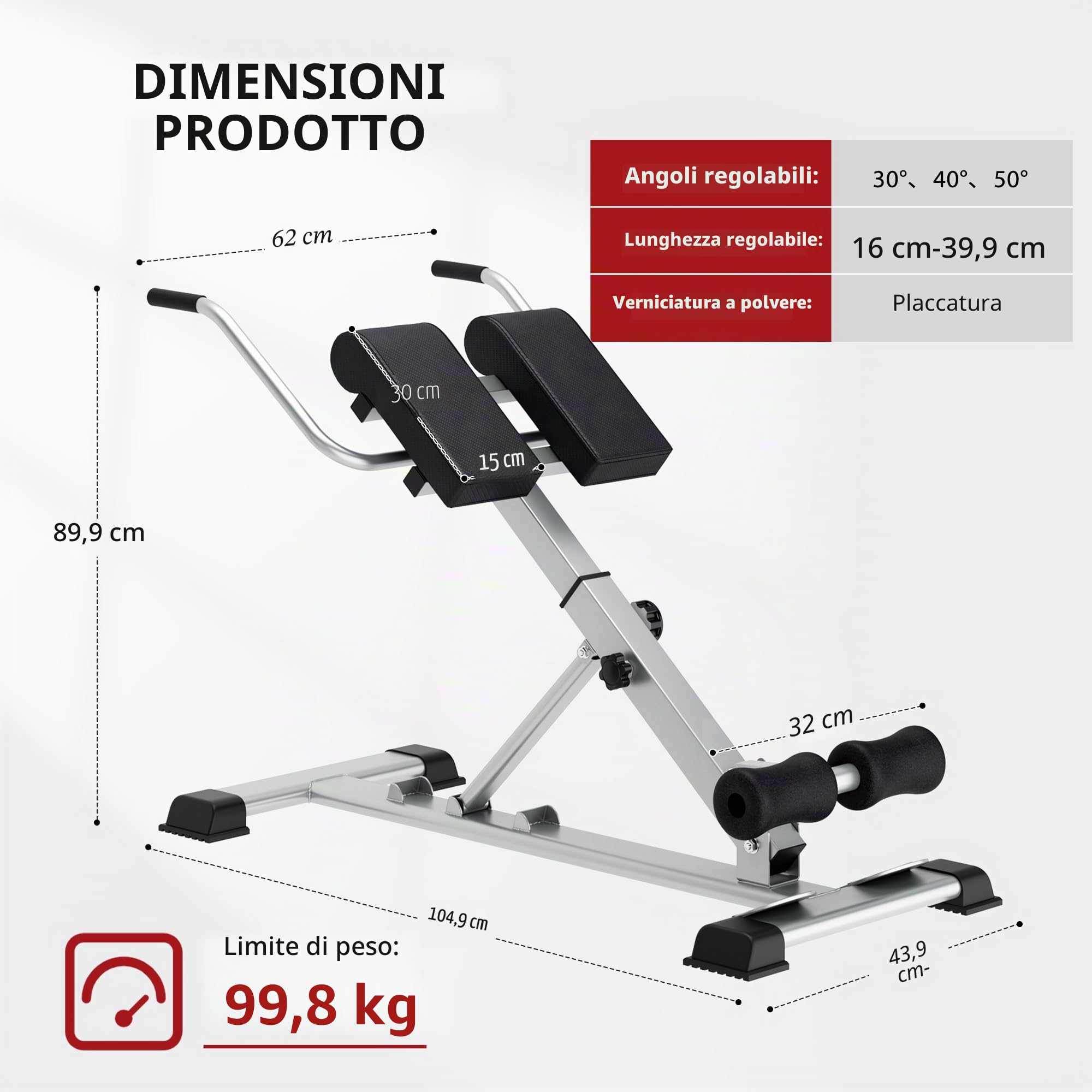 soges Sedia romana Hyperextension Panca Romana Panca Muscolare Regolabile Multifunzionale Attrezzature di Allenamento Estensione Indietro