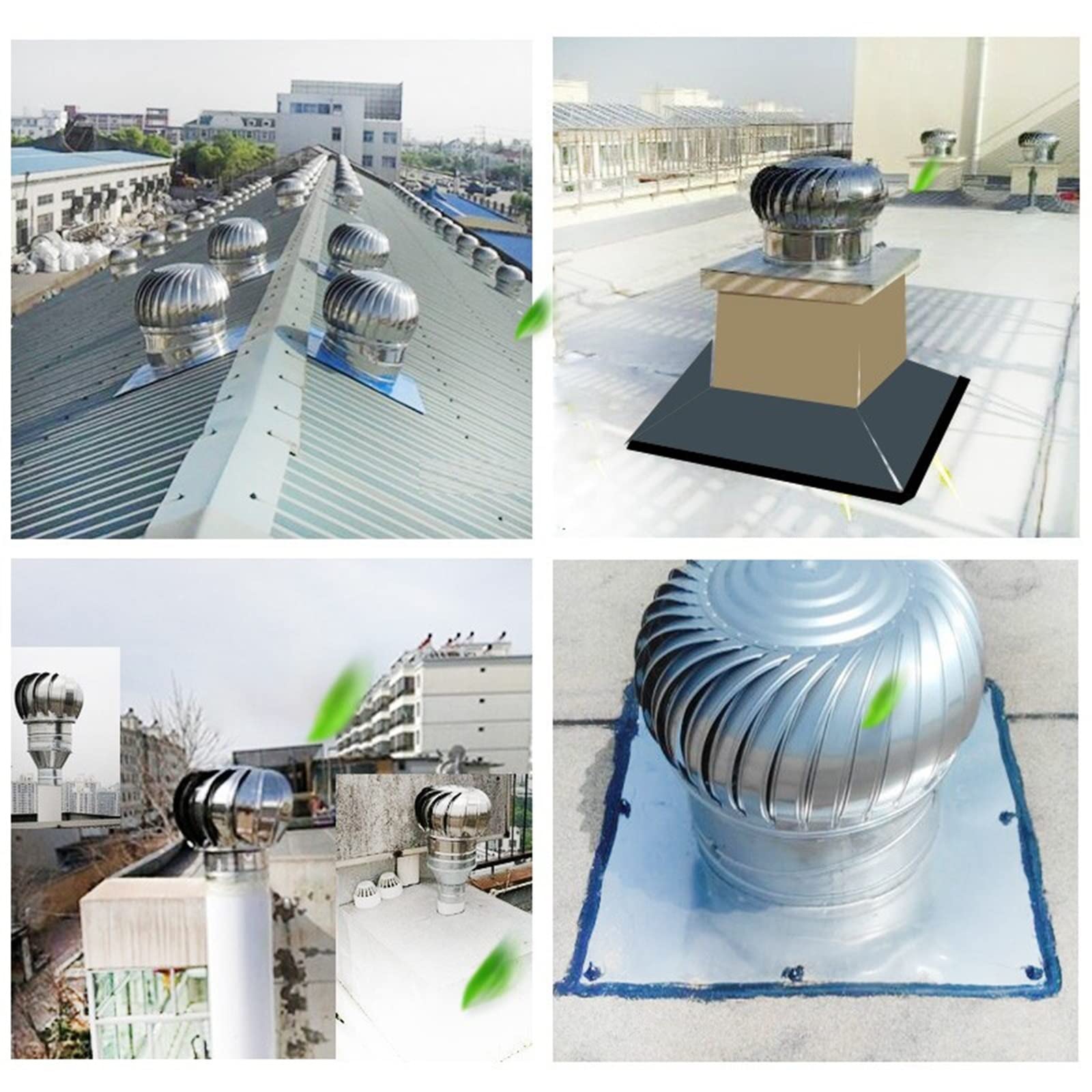 Rotary Chimney Cowl Cap, Odpowietrznik ze stali nierdzewnej Rotating Spinner Anti-Downdraught, obrotowa czapka, kapelusz, pokrywa do rury muchowej, do pokrywy rury muchowej, czapka z otworem