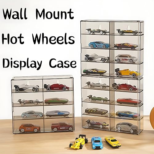 Miniatura 2 de Hot Wheels - Estuche de exhibición de montaje en pared, almacenamiento de pared de coche de juguete 1/64, organizador de coche de 4 piezas, 32