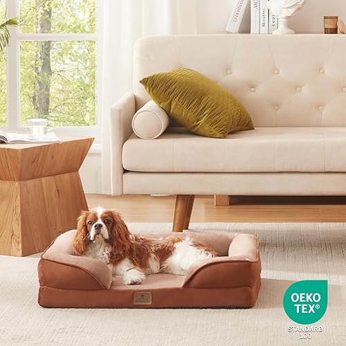 Miniatura 8 de Bedfolks Cama ortopédica para perros, sofá cama impermeable para perros medianos, sofá cama de espuma de huevo para mascotas con funda extraíble